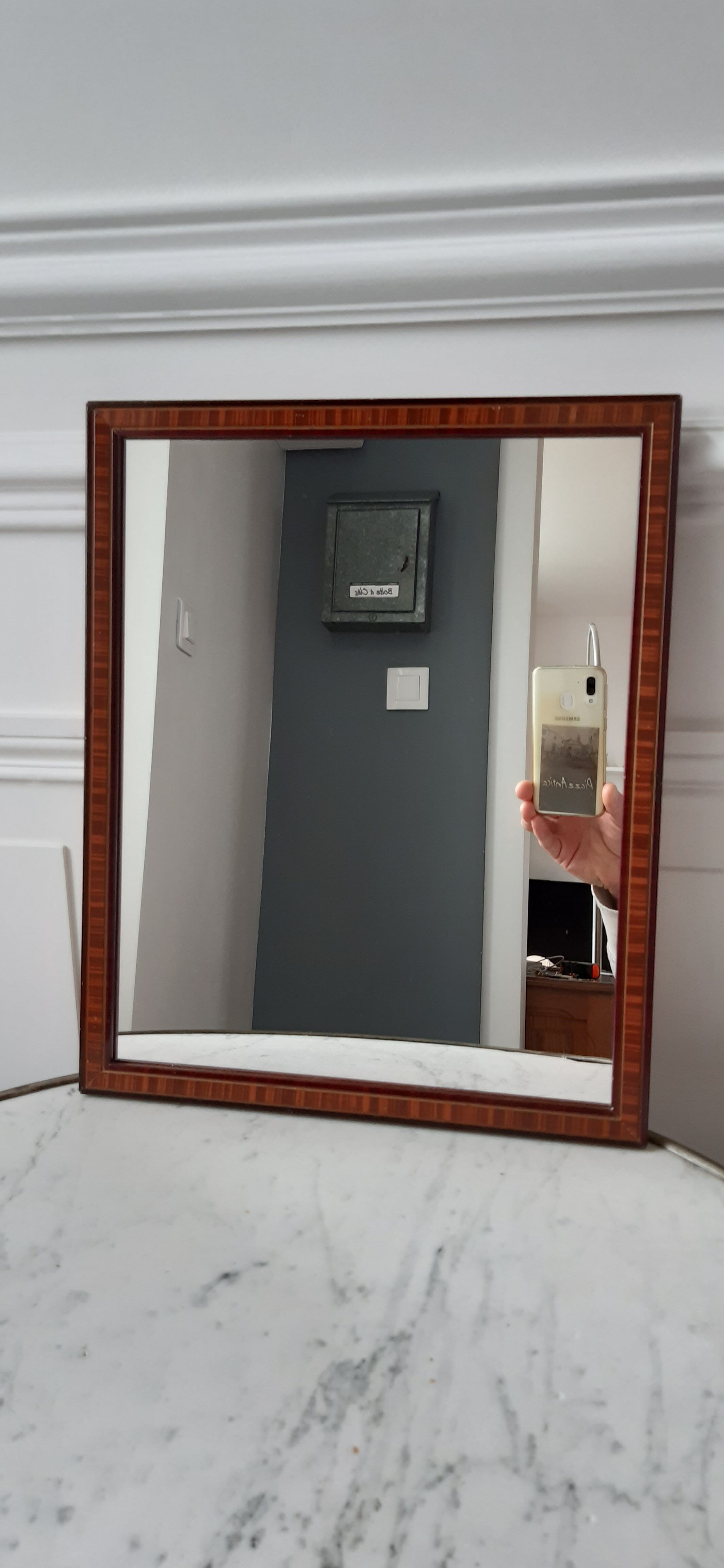 Mirror in wood and plaster painted art deco 30s