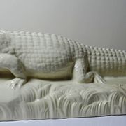 Large ancient crocodile Sarreguemines pottery Art Deco 1930s