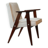 Fauteuil vintage bouclé blanc model 366 by Chierowski