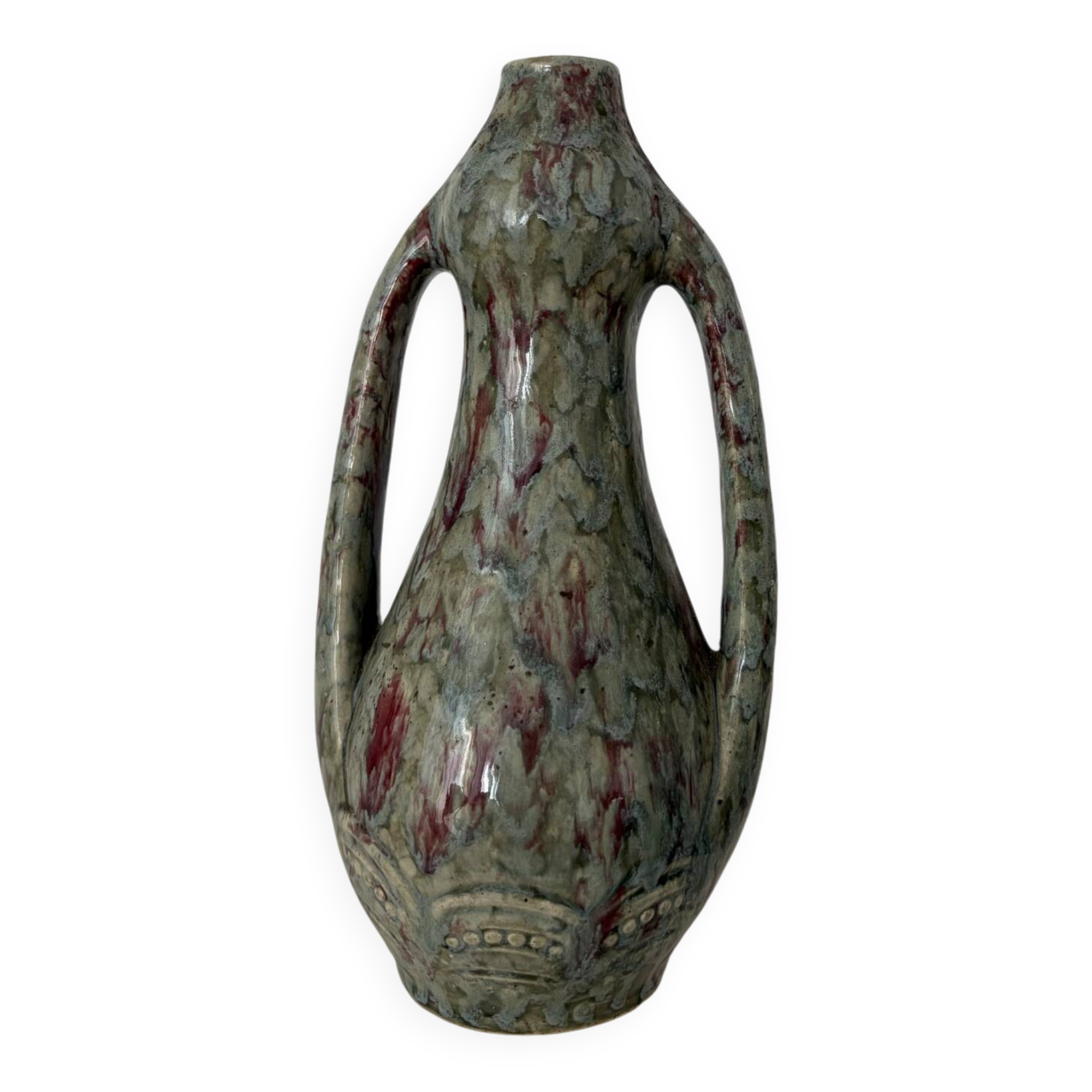 Art Nouveau ceramic vase with handles