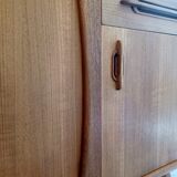 Scandinavian teak row 50s-60s, French manufacture signed Eros