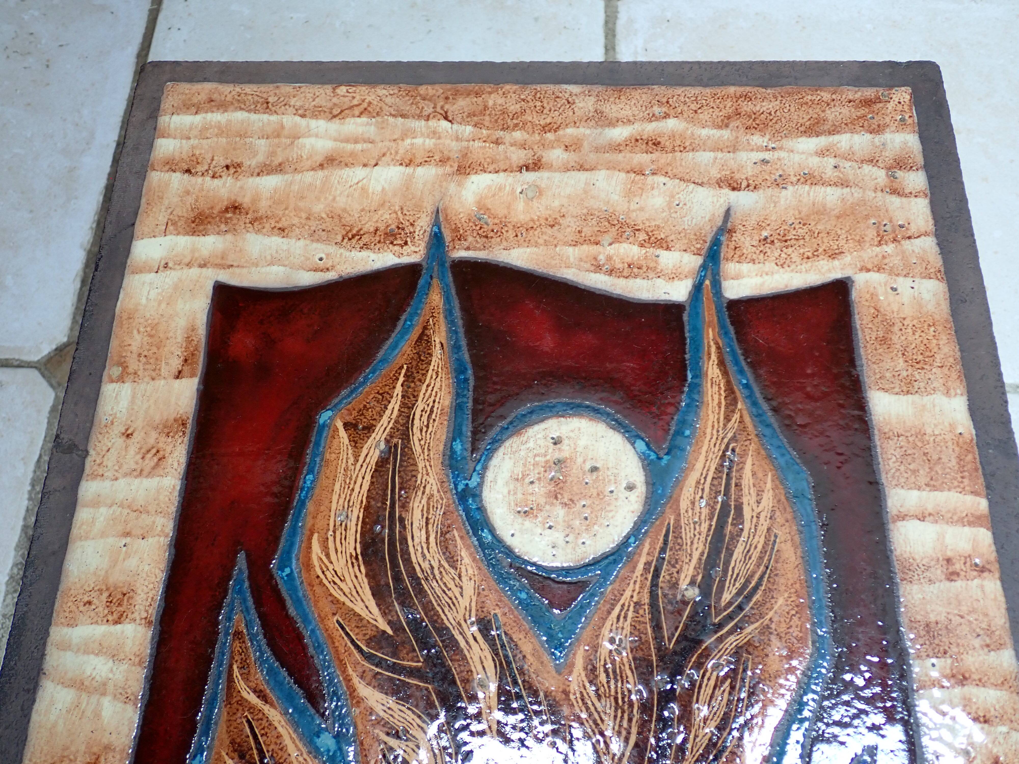 Enameled lava coffee table by Jean Jaffeux