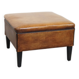 Square Sheepskin Leather Ottoman