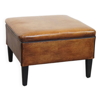 Pouf carré en cuir de mouton