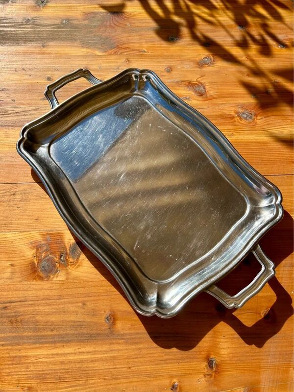 Large stainless steel tray