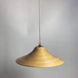 Pencil Reed Rattan Bamboo Hanging Pendant Lamps, Italy, 1970s, Set of 2