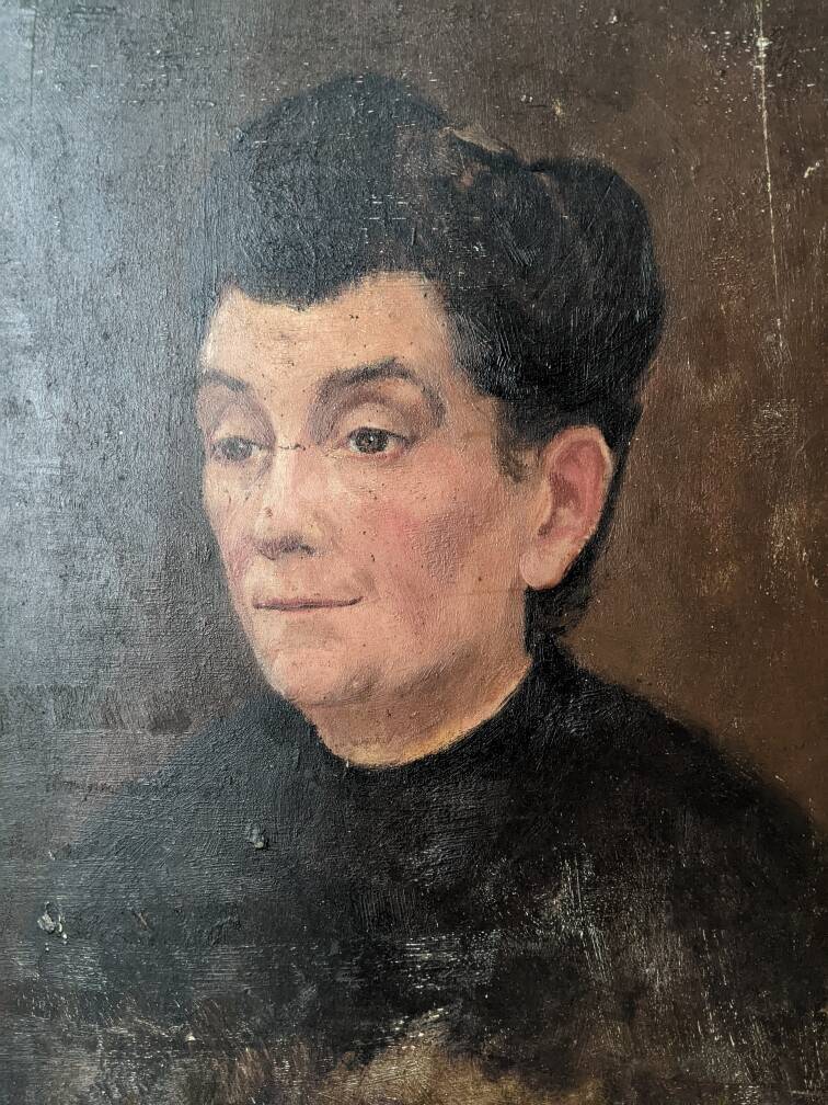 Oil on wood old portrait decoration antique countryside baroque molded