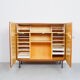 Vintage teak desk in cabinet, 1960s