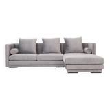 Corner sofa MALMO silver velour, Scandinavian design