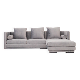 Corner sofa MALMO silver velour, Scandinavian design