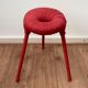 Ikea Red Metal and Wool Three pod Stool, Model Eskilstuna, 1990s