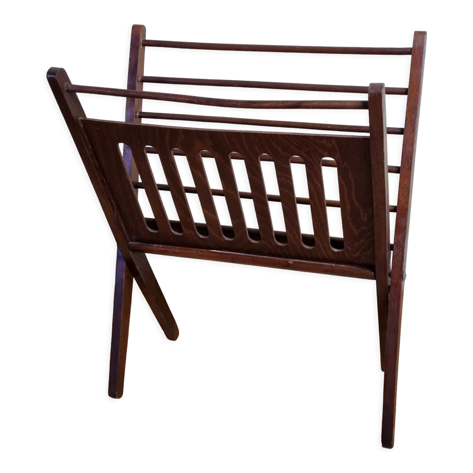 Folding teak magazine holder by Cees Braakman