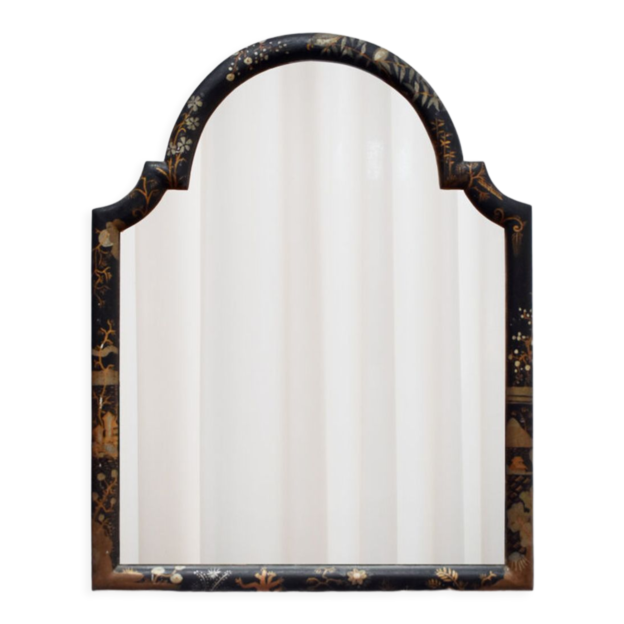 Miroir de style chinois laqué noir, années 1910.