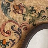 Cadre bois décor fleurs peintes