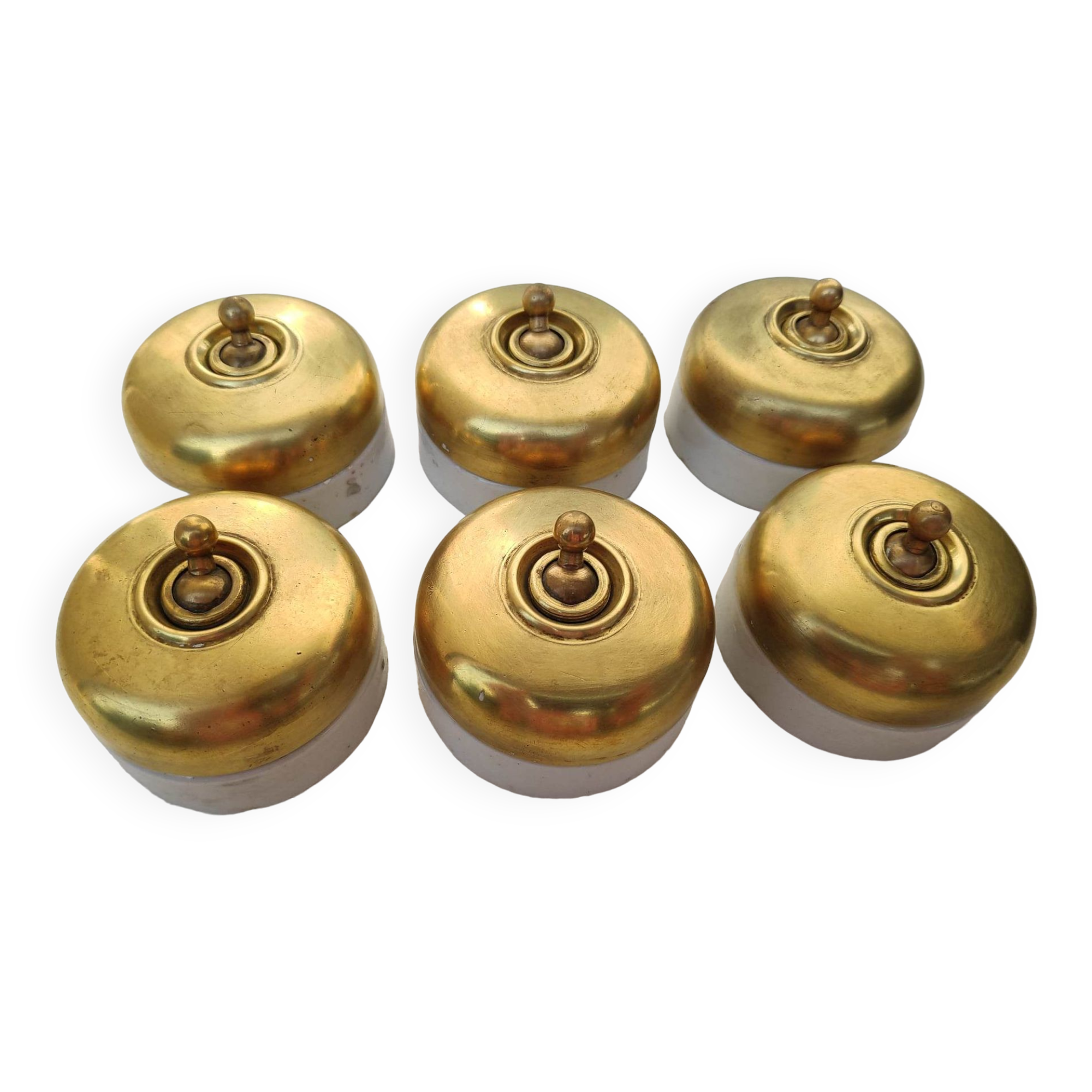 Old brass/ceramic switch lot
