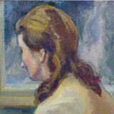 Peinture à l'huile ancienne Portrait de femme nue impressionniste du 20ème siècle