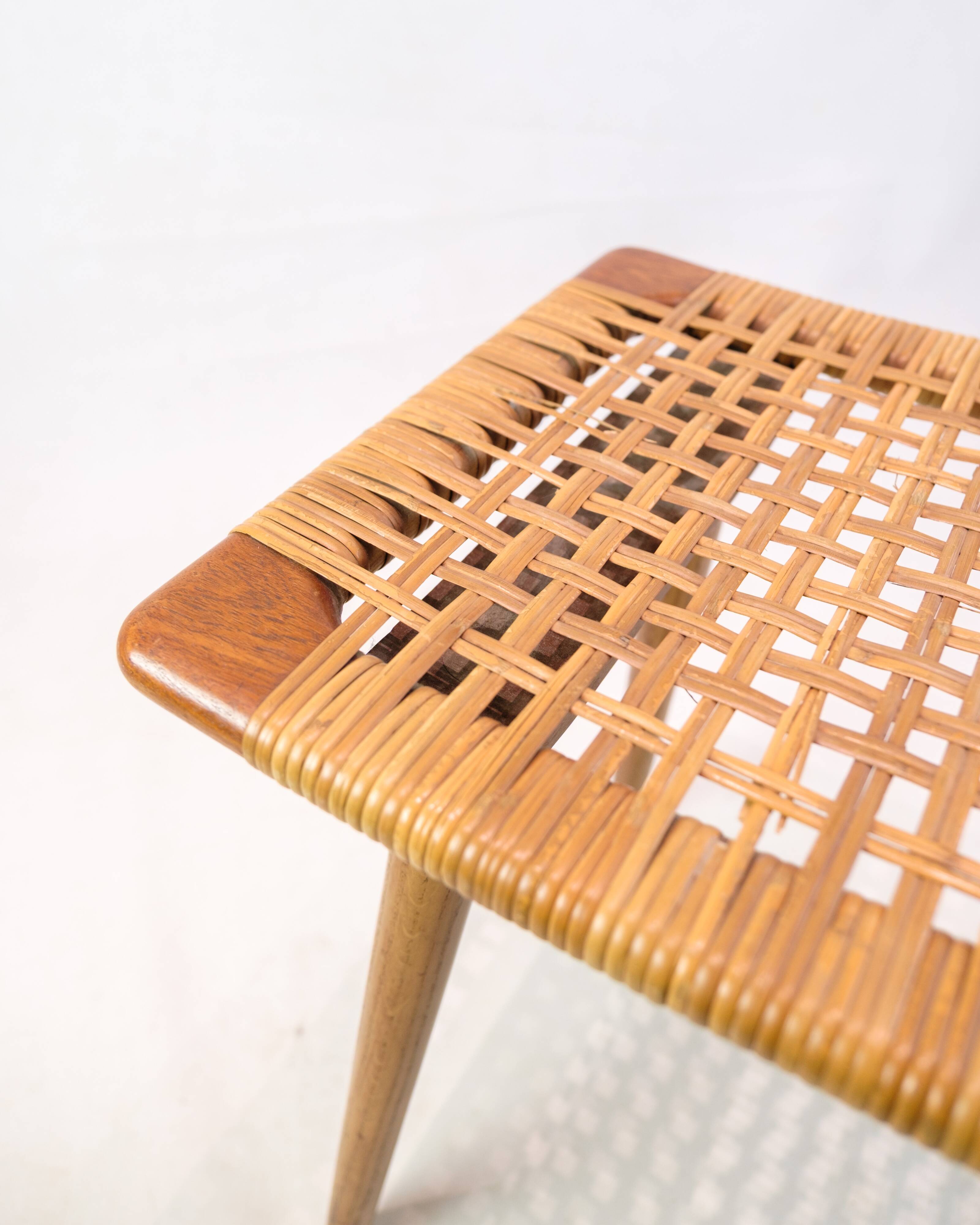 Stool - Teak - Cane weave - Danish design - 1960s.