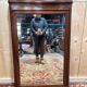 Wooden fireplace mirror