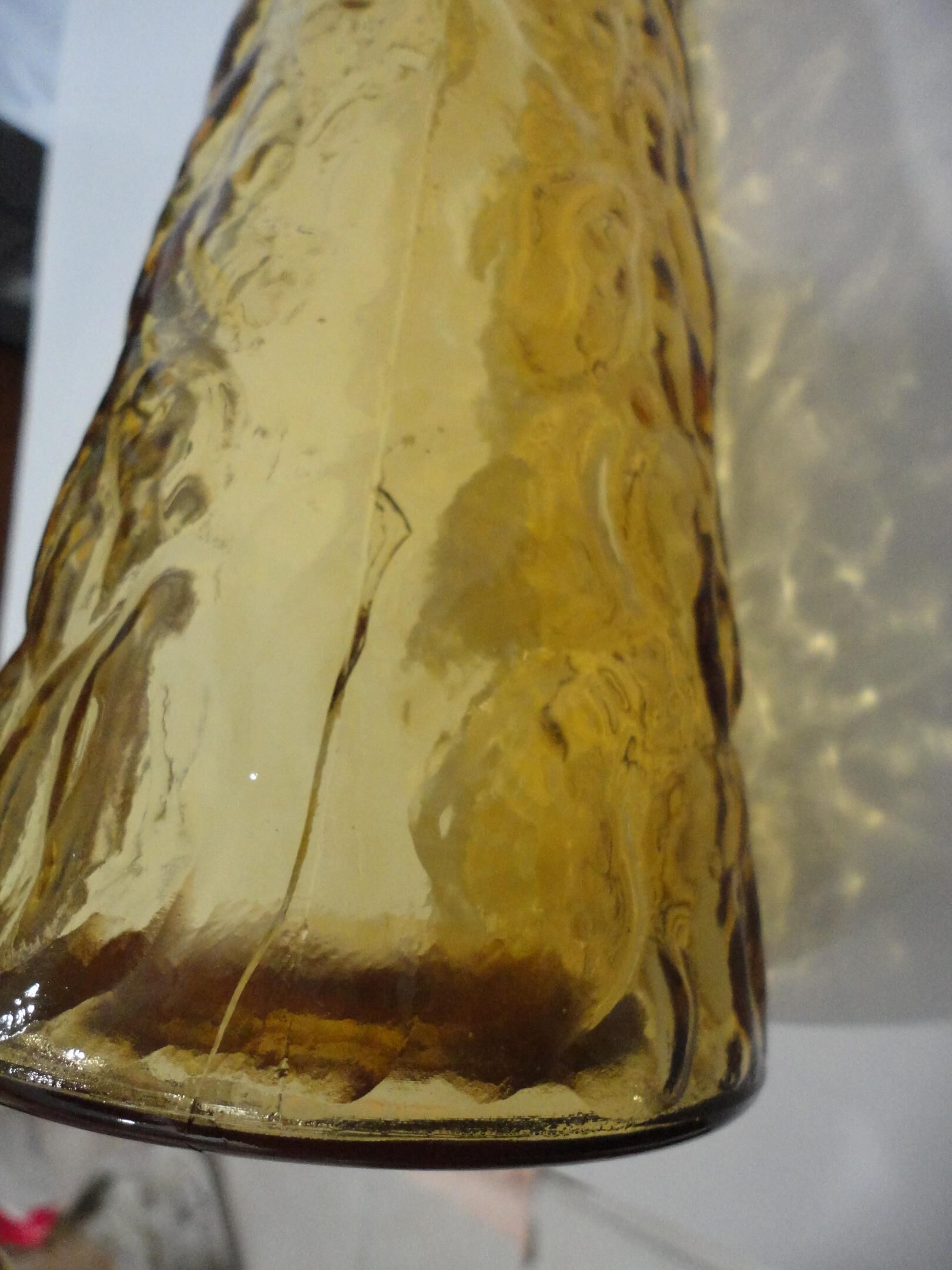 Italian "bumpy" yellow glass carafe