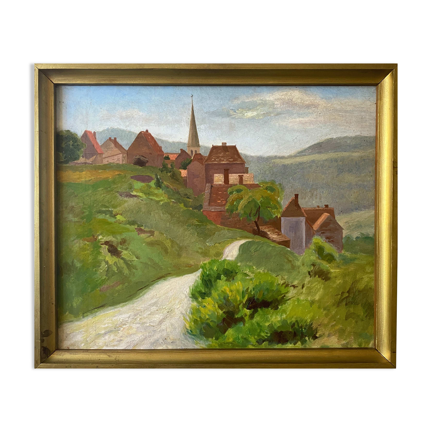 HST painting "The Village in the Valley" beginning of the last century ec. Aven Bridge