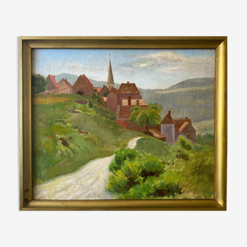 HST painting "The Village in the Valley" beginning of the last century ec. Aven Bridge