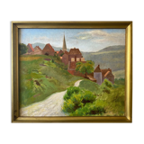 HST painting "The Village in the Valley" beginning of the last century ec. Aven Bridge