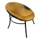 Italian Tan Suede and Black Leather Saucer Chair
