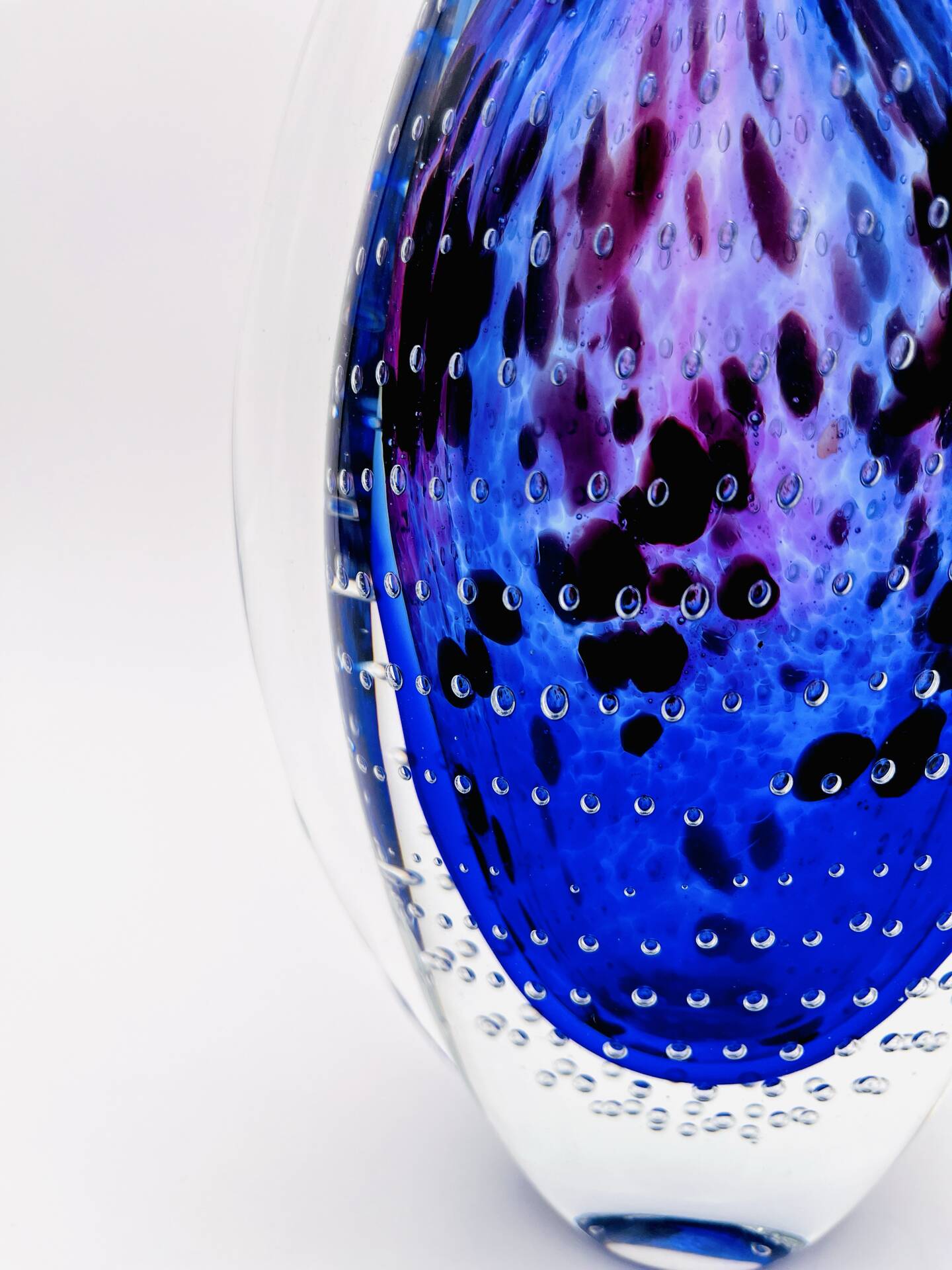 Murano Vase Sommerso Bullicante Cobalt Blue 1960s