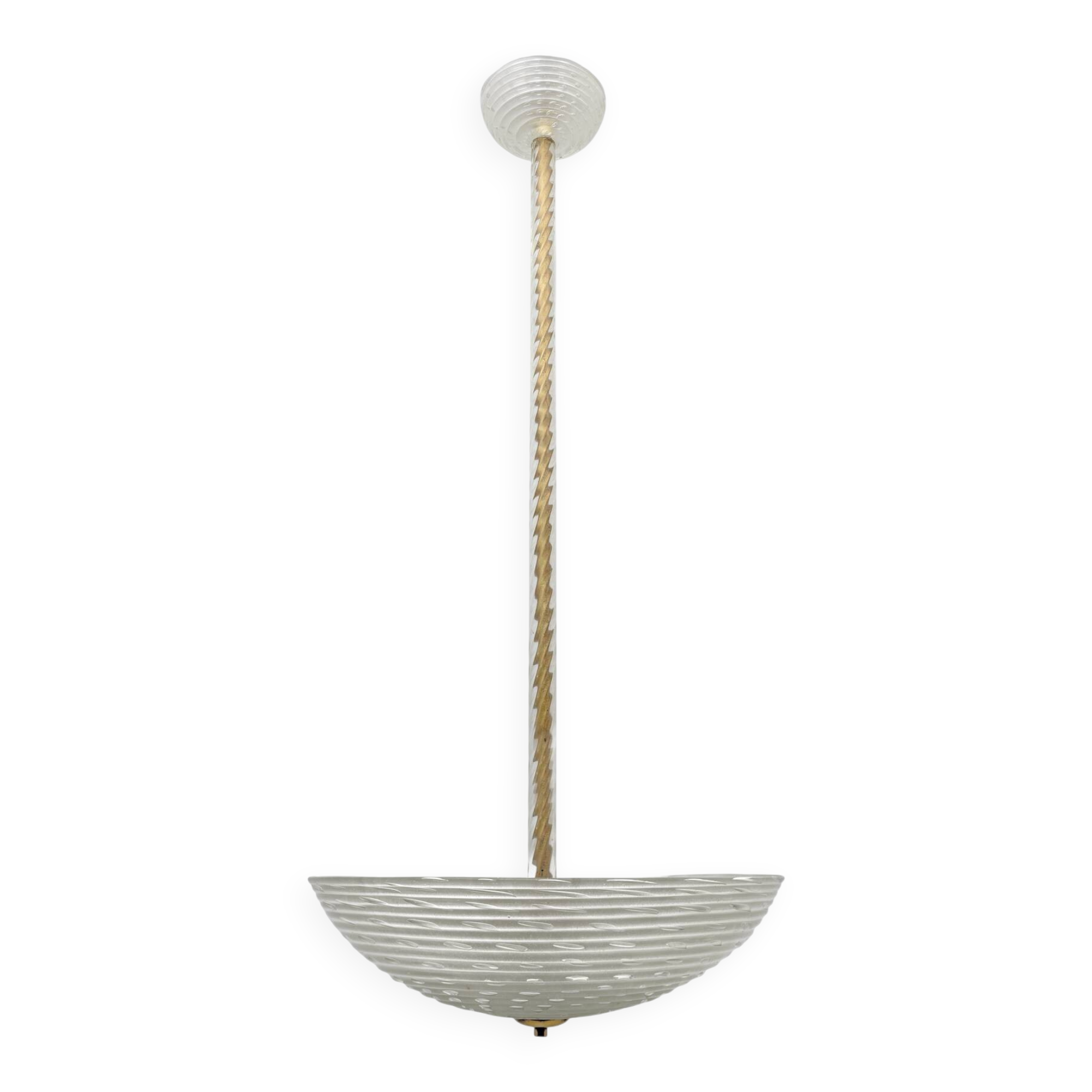 Ercole Barovier Art Deco Murano Glass Italian Pendant Chandelier "Pulegoso"