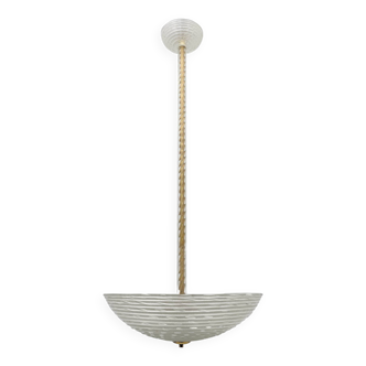 Ercole Barovier Art Deco Murano Glass Italian Pendant Chandelier "Pulegoso"