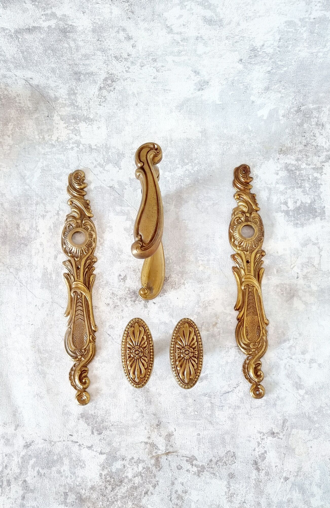 Door handle hardware and 2 French bronze furniture handles