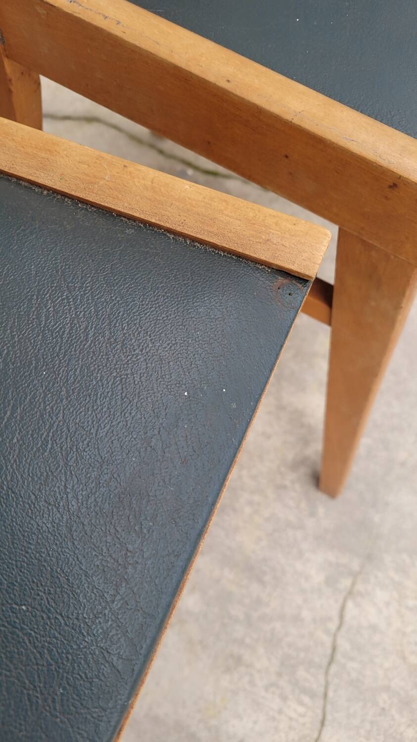 Series of 3 vintage chairs with compass legs - 1950s