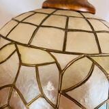 Suspension nacre et laiton, motifs fleuris