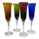 Flûtes à champagne en verre soufflé coloré