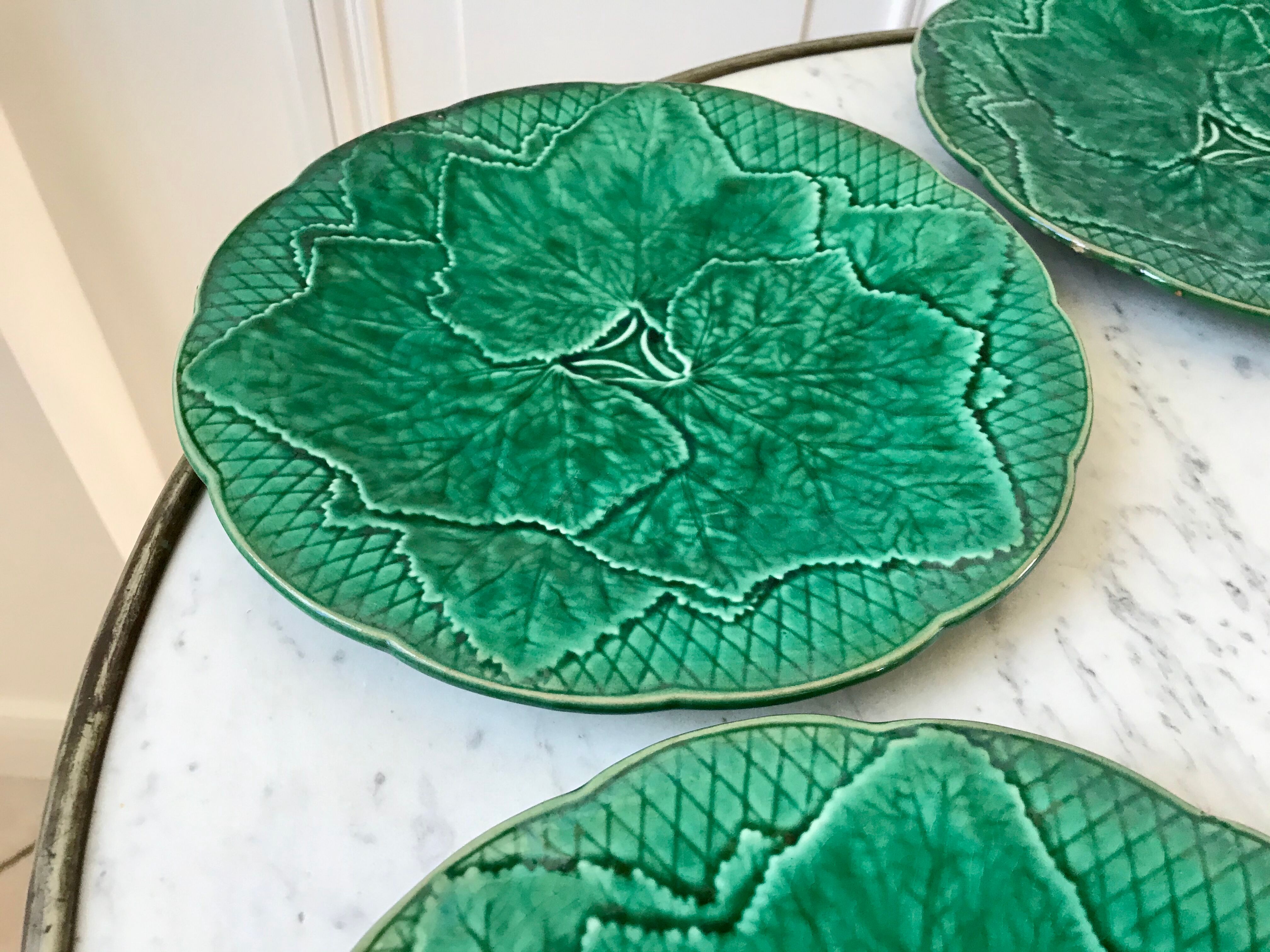Set of 5 gien dessert plates in slurry leaf model 50s