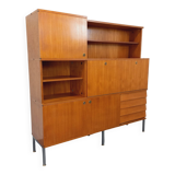 Louis Paolozzi modernist teak bookcase and secretary storage unit