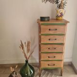 Chiffonnier vert herbarium et bois brut