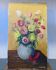 Painting the bouquet of flowers signed Lagier, canvas stretched on vintage frame