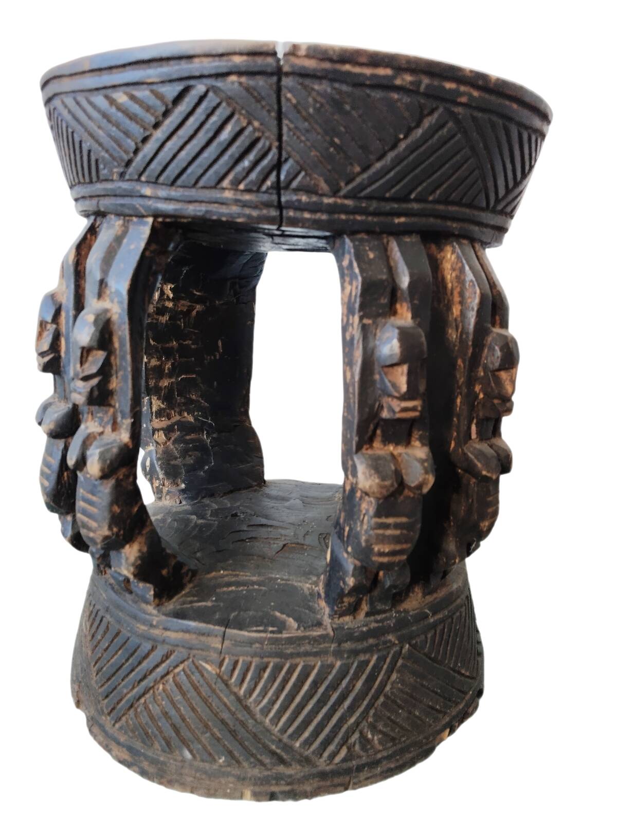 Ancient Dogon African Stool in carved solid wood - Mali