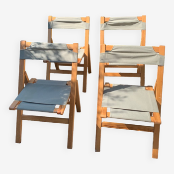 Set of 4 foldable chairs in pine 60s