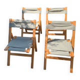 Set of 4 foldable chairs in pine 60s