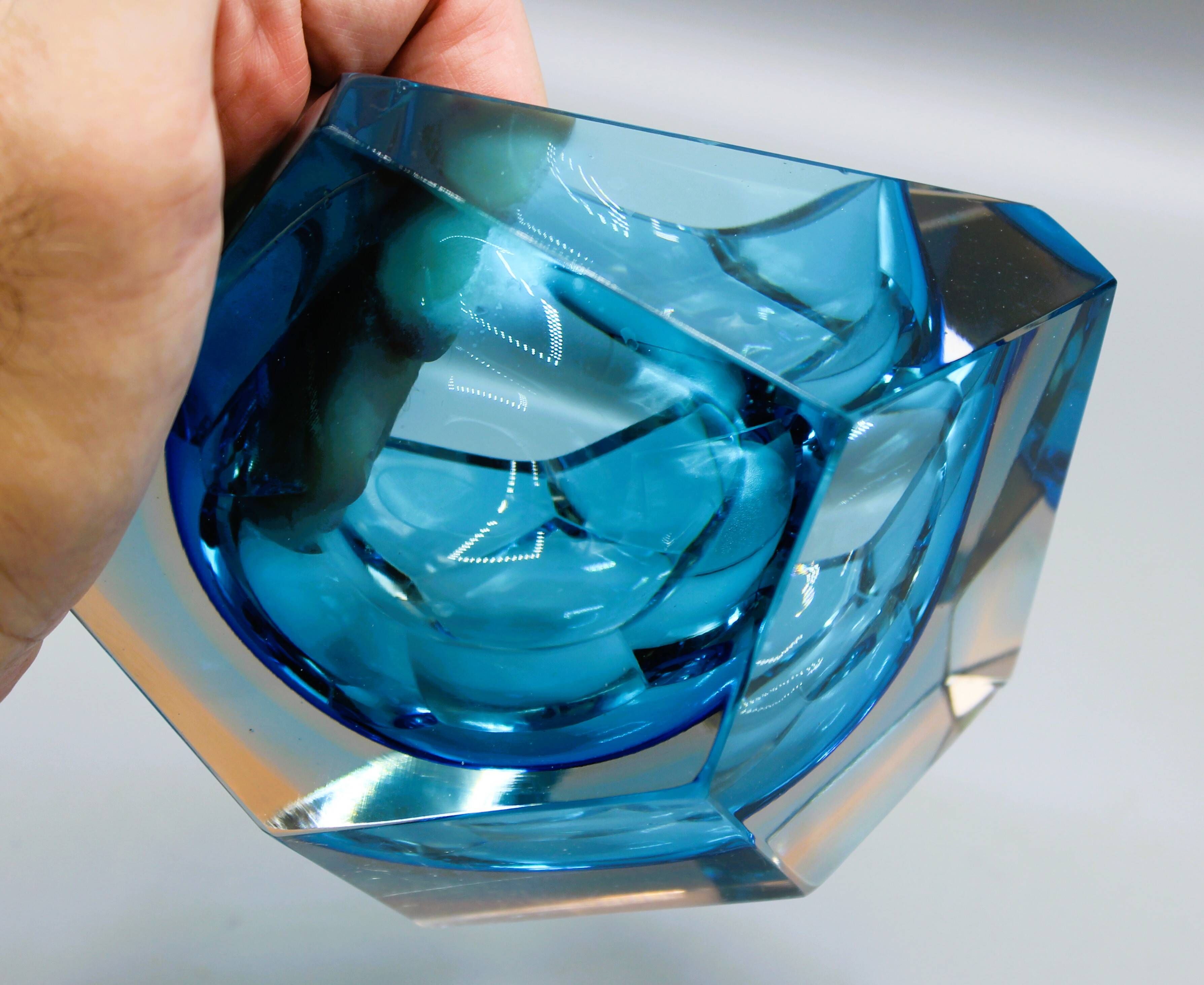 Antique ashtray pocket tray murano glass sommerso italy - flavio poli years