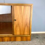 Vintage display cabinet with bar compartment, walnut, 60s