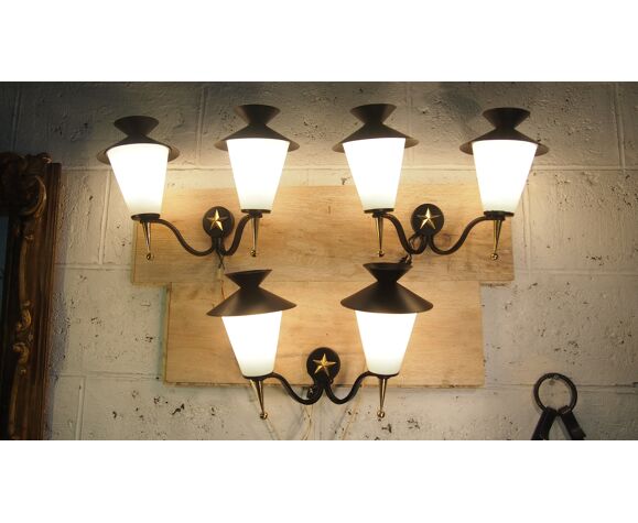 Set 3 Wall Lantern Arlus Matching Chandelier Mid Century Sconces Selency Set 3 Wall Lantern Arlus Matching, Matching Chandelier And Wall Sconces