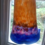 MULLER FRERES LUNEVILLE - Orange-purple marbled glass tulip - signed