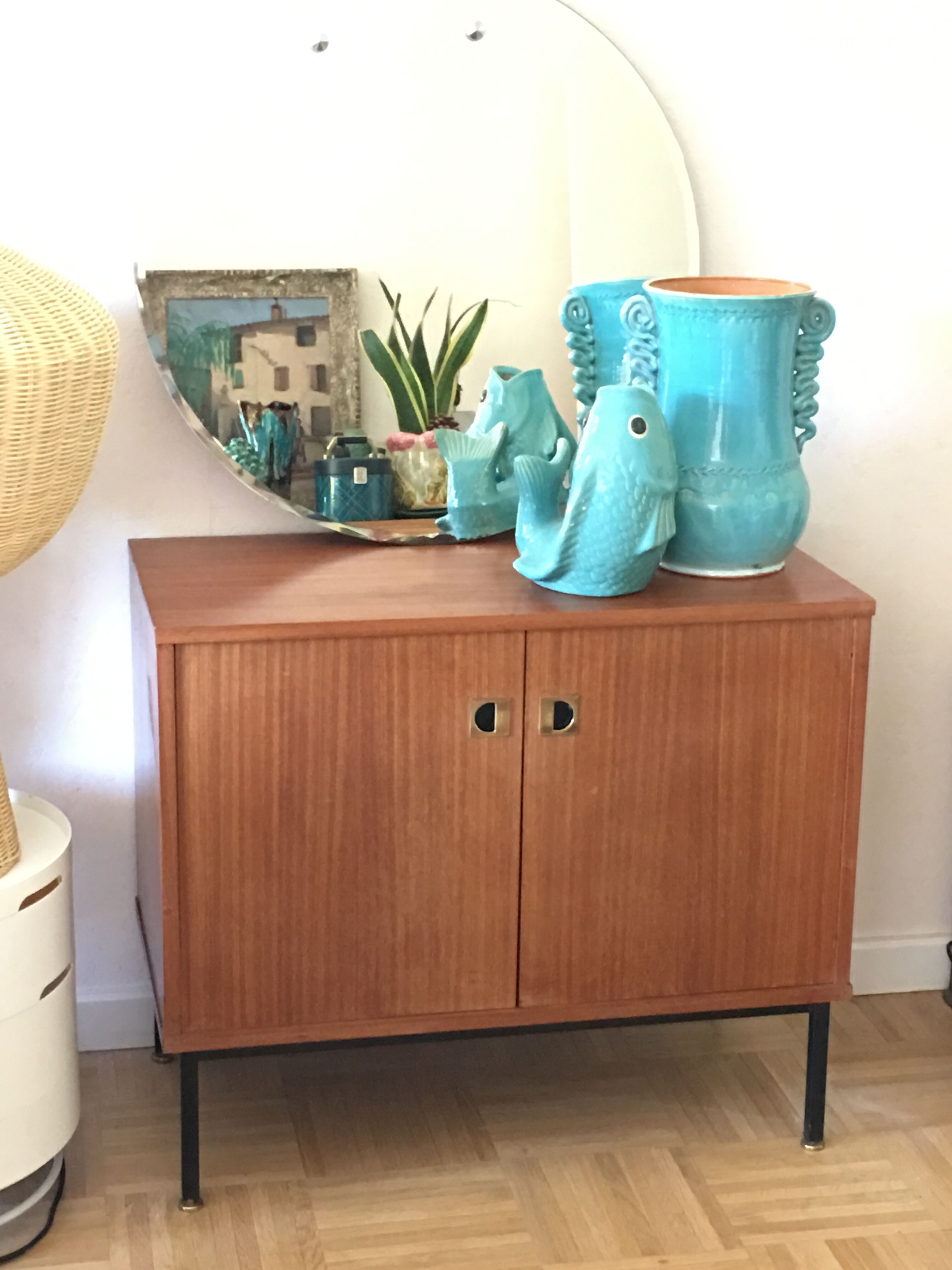 Vintage furniture in teak veneer