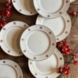 Lot de 10 assiettes à dessert vintage blanches et dorées