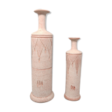 Pair of Vases in Ceramic in Antique Pink Color. Made in Italy