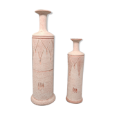 Pair of Vases in Ceramic in Antique Pink Color. Made in Italy