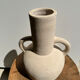 Handmade terracotta vase painted in beige with double handles h:32 d:25